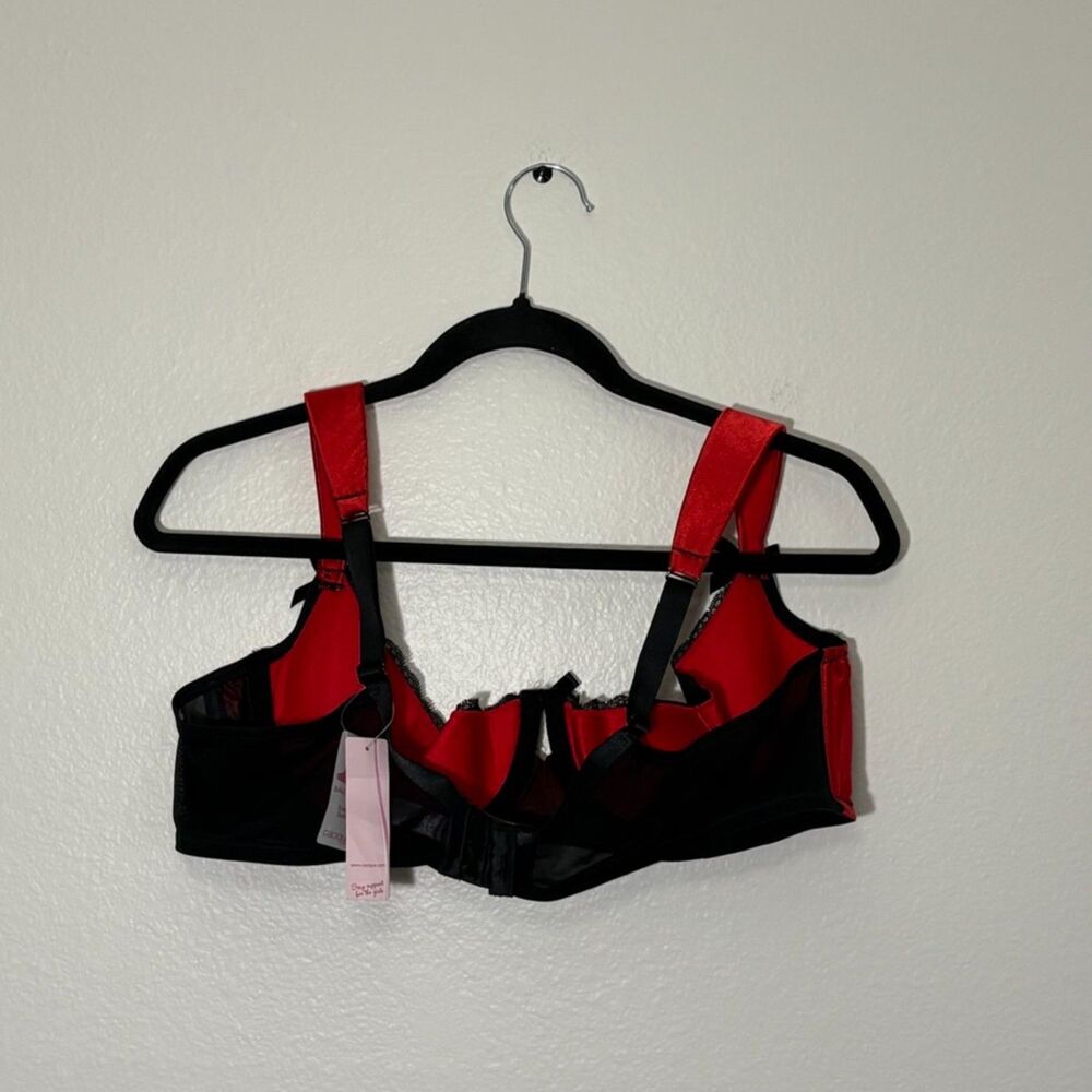 Cacique Balconette Bra 42D Red Black Lace NWT Sexy Lingerie